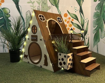 Modern Cat House, Indoor cat Castle, Cat Furniture, Extra Large Cat House, Cat Bed, Bungalow Cat House