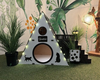 Bungalow Cat House,Modern Cat House, Indoor cat Castle, Cat Furniture, Extra Large Cat House, Cat Bed,
