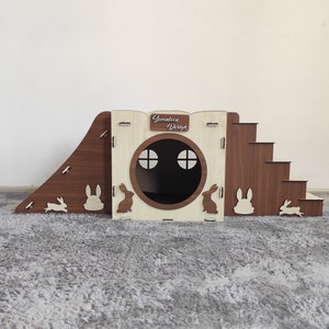 Wooden Rabbit Castle, Rabbit House,Modern Rabbit House,Rabbi t Castle,  Rabbit Playhouse , Brown Rabbit House, Rabbit Bed
