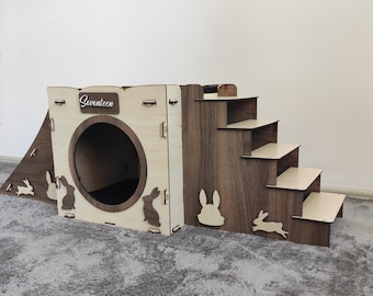 Wooden Rabbit Castle, Rabbit House,Modern Rabbit House,Rabbi t Castle,  Rabbit Playhouse , Brown Rabbit House, Rabbit Bed