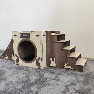 Wooden Rabbit Castle, Rabbit House,Modern Rabbit House,Rabbi t Castle,  Rabbit Playhouse , Brown Rabbit House, Rabbit Bed
