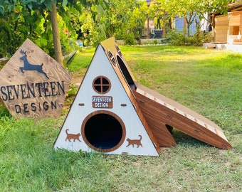 Modern Two-Story Cat House: Indoor Bungalow Cat Castle