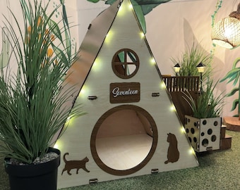 Casa moderna para gatos, Castillo interior para gatos, Muebles para gatos, Casa para gatos extra grande, Cama para gatos, Casa para gatos bungalow