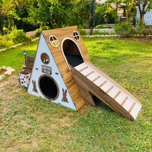 Modern Two-story Rabbit House: Indoor Bunny Castle With Slide - Etsy
