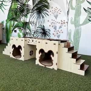 Modern Rabbit House, Wooden Rabbit Castle, Rabbit House, Rabbit Castle, Rabbit Castle with Bridge, Big Rabbit House