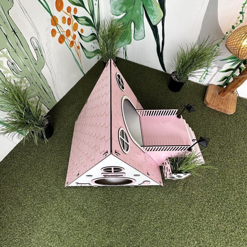 Pink Cat Housemodern Cat House Indoor Cat Castle Cat Etsy