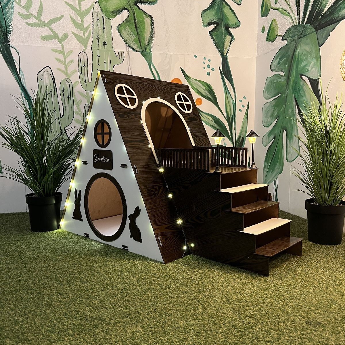 Modern Rabbit House, Indoor Rabbit Castle, Rabbit Furniture, Extra Large Rabbit House, Rabbit Bed, Bungalow Rabbit House,