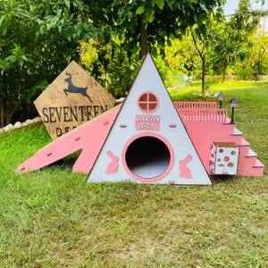 Modern Rabbit House, Indoor Rabbit Castle, Rabbit Furniture, Extra Large Rabbit House, Rabbit Bed, Bungalow Rabbit House,