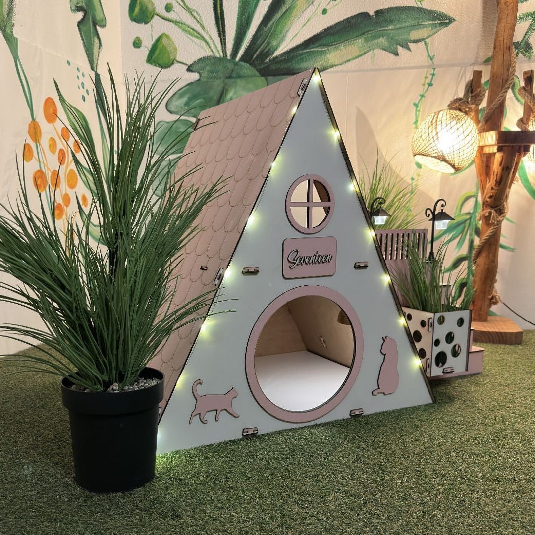 Pink Cat House,modern Cat House, Indoor Cat Castle, Cat Furniture, Extra Large Cat House, Cat