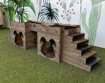 Modern Rabbit House, Wooden Rabbit Castle, Rabbit House, Rabbit Castle, Rabbit Castle with Bridge, Big Rabbit House