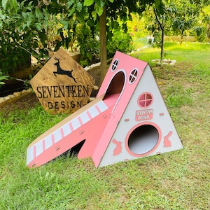 Pink Rabbit House,Indoor Rabbit Castle, Rabbit Furniture, Extra Large Rabbit House, Rabbit Bed,Modern Rabbit House,