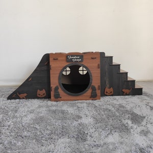 Modern Cat House, Wooden Cat Castle, Cat House, Cat Castle, Cat Nest, Cat Playhouse , Brown Black Cat House, Cat Bed