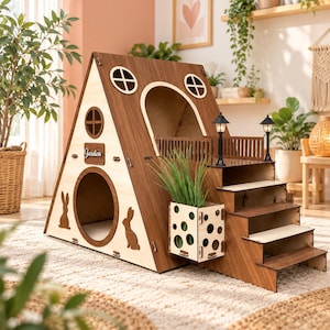 Modernes zweistöckiges Hasenhaus: Indoor Hasenschloss