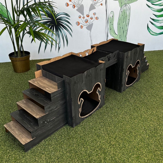 Modern Rabbit House Wooden Rabbit Castle Rabbit House Rabbit Castle Rabbit Castle With Bridge Big Rabbit House Etsy