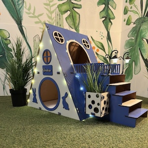 Modern Rabbit House, Indoor Rabbit Castle, Rabbit Furniture, Extra Large Rabbit House, Rabbit Bed, Bungalow Rabbit House,
