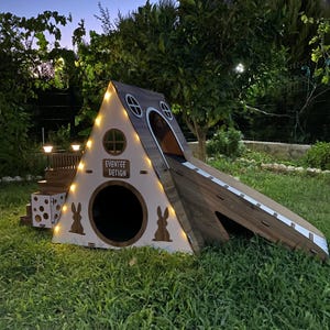 Modern Two-story Rabbit House: Indoor Bunny Castle With Slide - Etsy