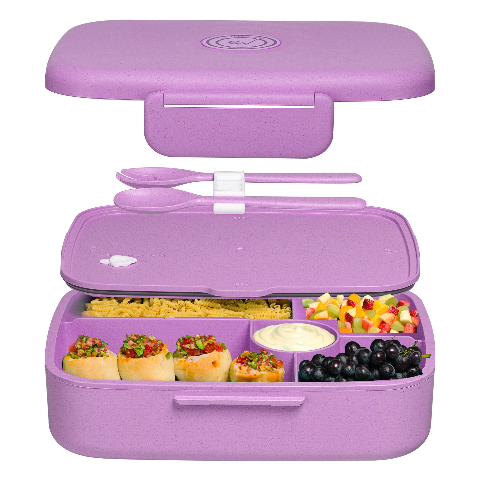 DanceeMangoo Bento Box Cute Adult Lunch Box, 2 Layer Leakproof Stackable  Bento Lunch Box with Handle, 1200ML Portable Lunch Container BPA-free for  School Students (Purple) 