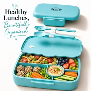 Bento Lunch Box for Kids & Adults | BPA Free 5 Compartment Lunch Container | Reusable Meal Prep Box for School Work or Travel