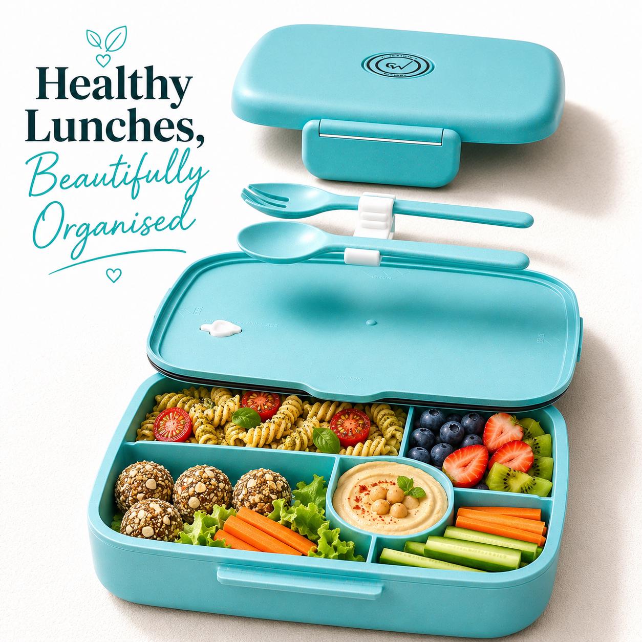 Bento Lunch Box for Kids Adults | 5 Compartment Bpa-free Meal Prep