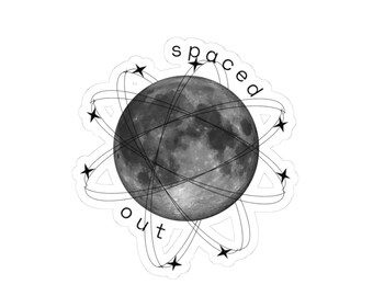 Space Out Moon Sticker, Waterproof Vinyl Moon Decal, Celestial Sticker for Laptop, Water Bottle, Journal