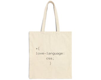 love-language: css; Tote Bag | Programmer Typography Canvas Tote