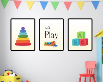 Play Room Printable, Rainbow colour Play room, Train play room printable, Toddler playroom printable wall art, Gender neutral playroom decor