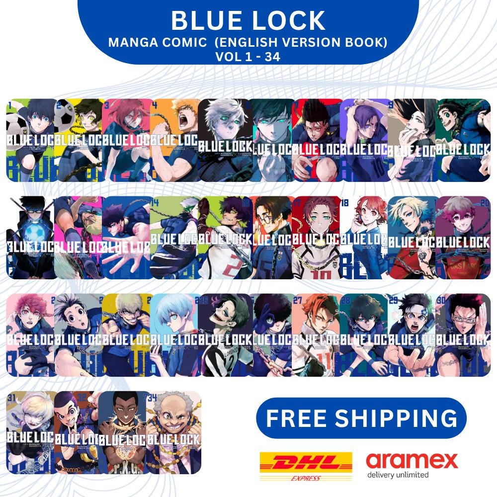 ブルーロック-BLUE LOCK- 1〜34巻セット Blue Lock Manga Vol 1-34 Full Set Yusuke Nomura English
