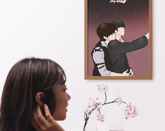 Huang Xing x Ding Jie Qiu, ABO Desire, XingQiu, BL Cdrama, Mattdruck, Wandkunst, Wohndekoration