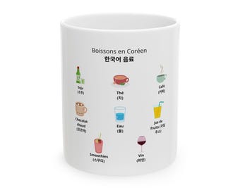 Französisch-Koreanisch-Lernbecher, Geschenk für K-Pop-Fans, Geschenk für Korea-Liebhaber, Koreanischer Becher