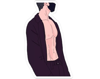 Illustration eines freistehenden Oberkörpers als Aufkleber | Brustbild für Männer