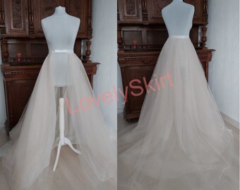 Detachable wedding train Any color or size , bridal separates tulle skirt with train , detachable overskirt , Detachable Train Wedding Dress