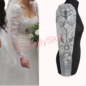 Detachable Lace Wedding Sleeves, Sleeves with puffy shoulder, Personalized Embroidered Sleeves, Removable Bridal Sleeves, wedding sleeves