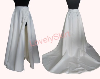 Long Wedding Skirt with Slit, Wedding Skirt with Pockets , Skirt with Train, Long Skirt with Pleats, Separate Skirt for Wedding, white skirt