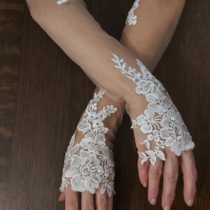 Wedding lace sleeves , bridal sleeves , Handmade detachable sleeves, long sleeves ,tulle sleeves ,wedding separates ,off shoulder sleeves image 8
