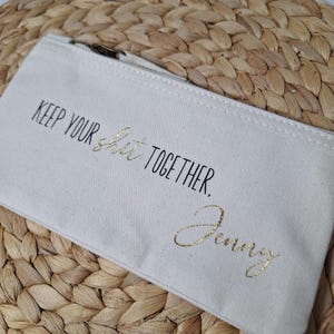Kosmetiktasche, personalisiert, in beige, handgemacht, Freundinnen, Schwester, Geschenk