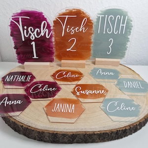 Platzkarten  aus Acryl, personalisiert, Tischdeko, Hochzeit, Feier, nachhaltig