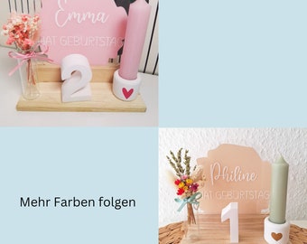 Geburtstagskerze, Geburtstagszug, mit Blumen und Kerze, personalisiert, Kinder