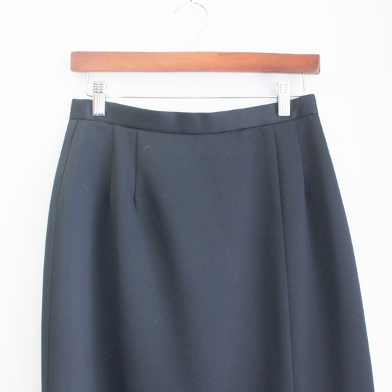 Formal Satin Maxi Skirt Black Side Slit Size 8 - image 3