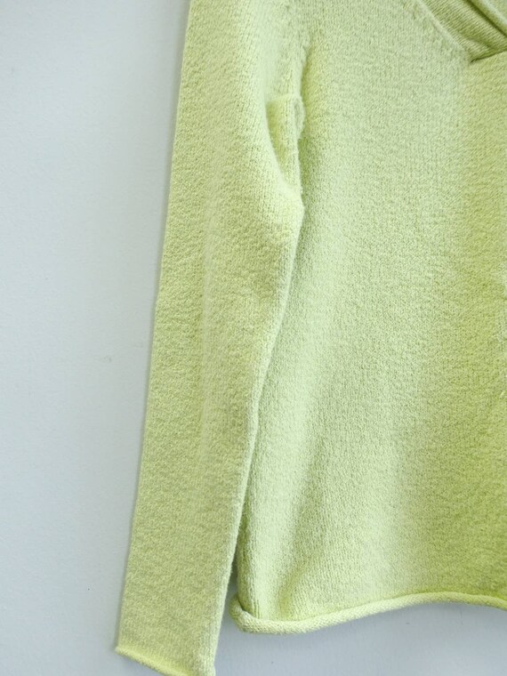 Talbots Green Chartreuse V-Neck Sweater Size Small - image 3