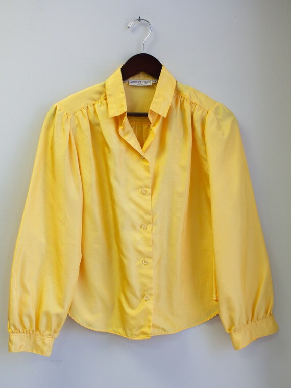 Cropped Satin Yellow Button Down