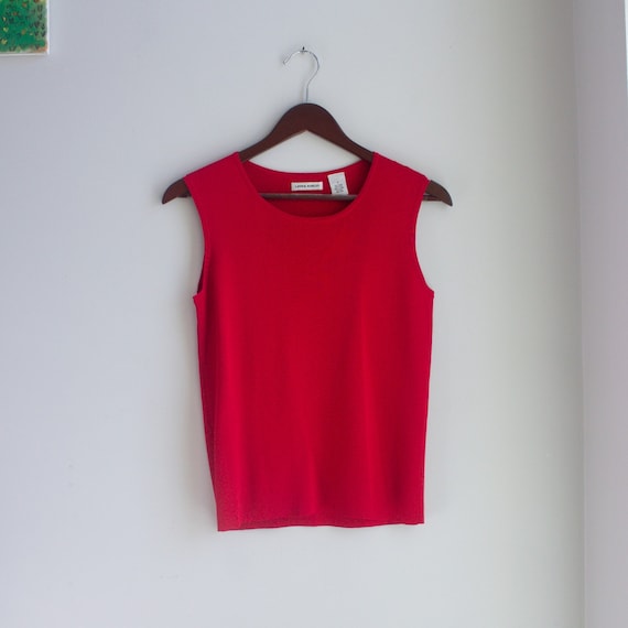 90s Classic Tank Top Red Laura Ashley Size Small - image 1