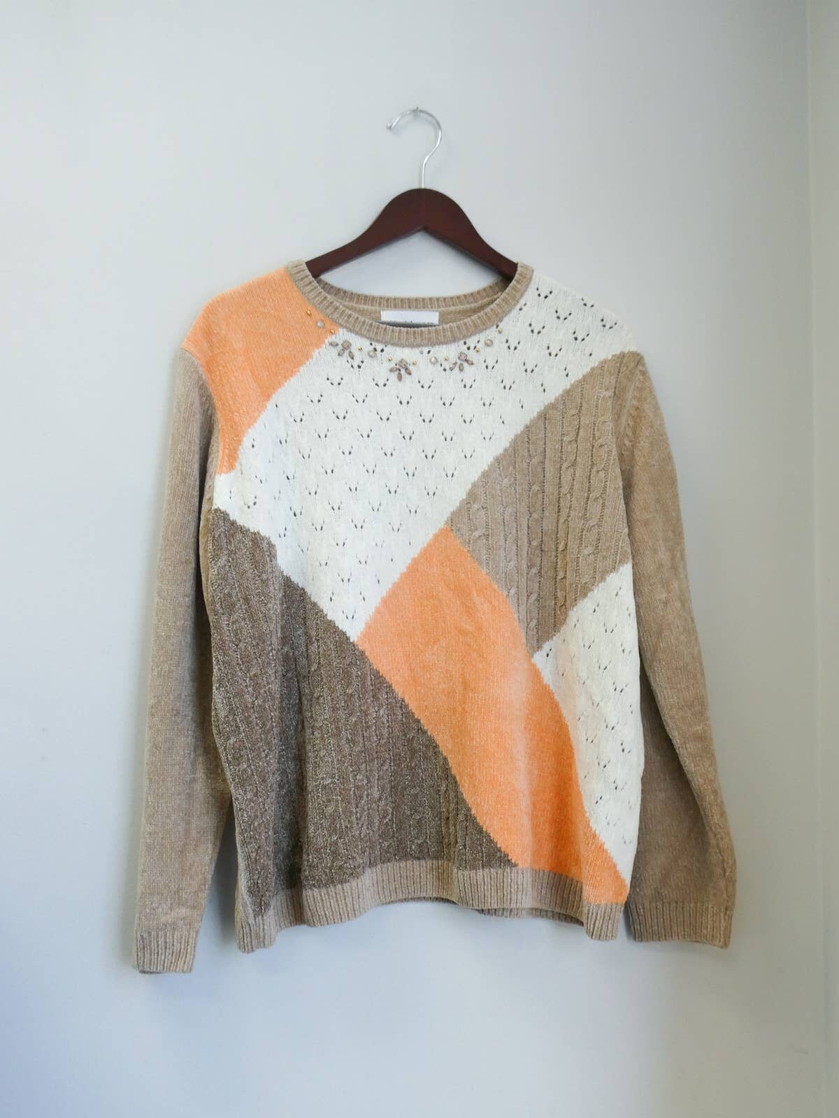 Color block deals chenille sweater