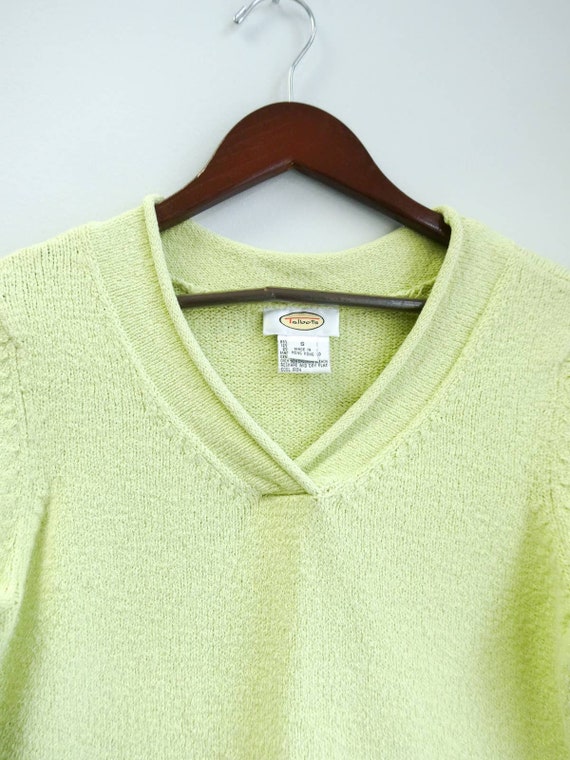 Talbots Green Chartreuse V-Neck Sweater Size Small - image 2