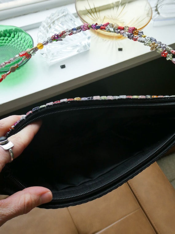 Sasha Beaded Purse with Beaded Handle Zipper Blac… - image 9