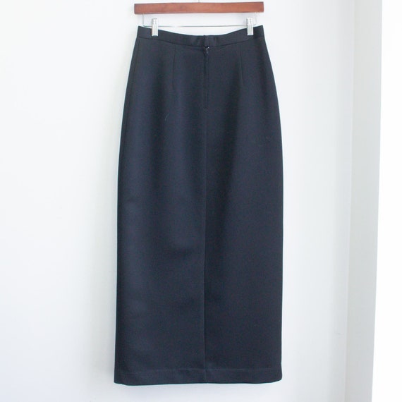 Formal Satin Maxi Skirt Black Side Slit Size 8 - image 4