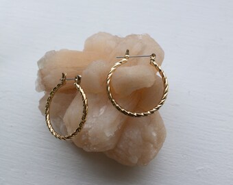 1.5" Twist Gold Hoops Lightweight Earrings