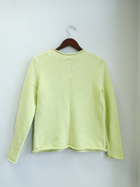 Talbots Green Chartreuse V-Neck Sweater Size Small - image 5