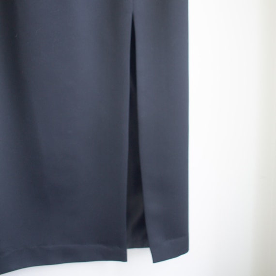 Formal Satin Maxi Skirt Black Side Slit Size 8 - image 2