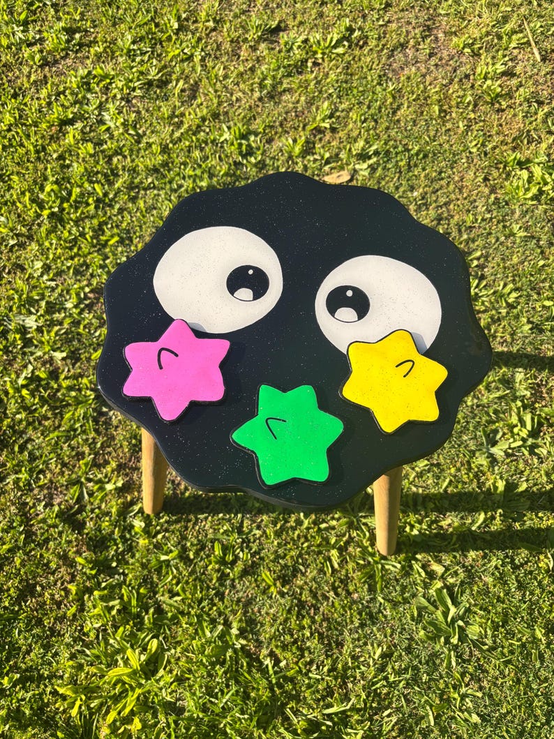 Soot Sprite Studio Ghibli Inspired Resin Table with Star Candy Coasters image 2