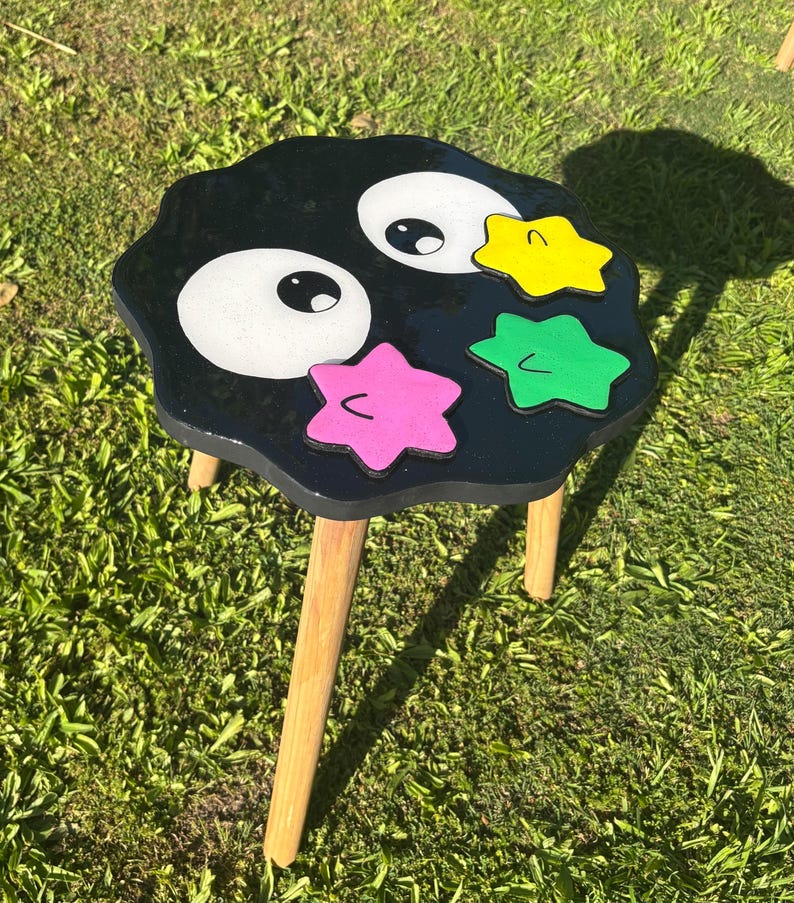 Soot Sprite Studio Ghibli Inspired Resin Table with Star Candy Coasters image 7